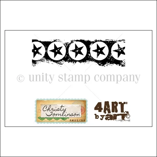 Unity Stamp Company Wood Mounted Red Rubber Stamp Battle Stars Design by Art McKracken Art