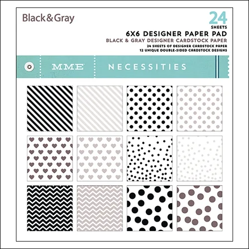 My Minds Eye Paper Pad 6×6 Black and Gray Necessities Collection