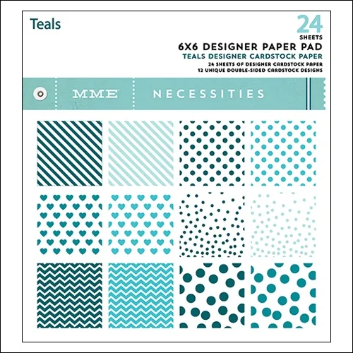 My Minds Eye Paper Pad 6x6 Teals Necessities Collection