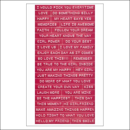 Cosmo Cricket Stickers Tiny Text Punch Me Pink