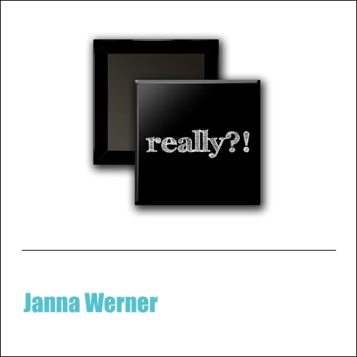 Scrapbook and More 1 inch Square Flair Badge Button Black Really by Janna Werner