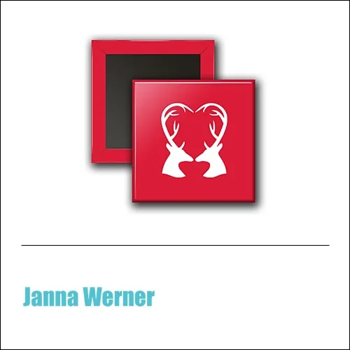 Scrapbook and More 1 inch Square Flair Badge Button Red Heart Dear Heads by Janna Werner