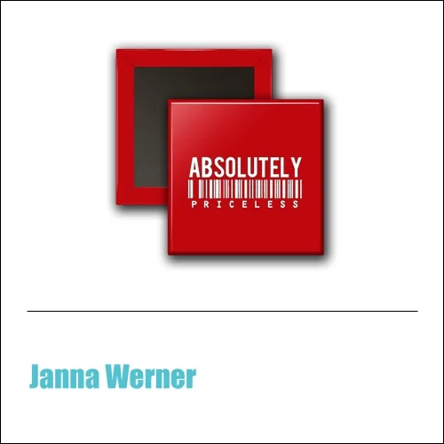 Scrapbook and More 1 inch Square Flair Badge Button Red Absolutely by Janna Werner