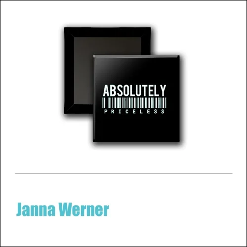 Scrapbook and More 1 inch Square Flair Badge Button Black Absolutely by Janna Werner