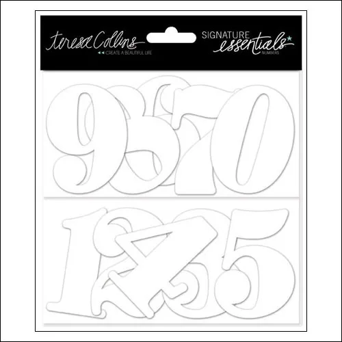 Teresa Collins White Thick Cardstock Numbers Signature Essentials Collection