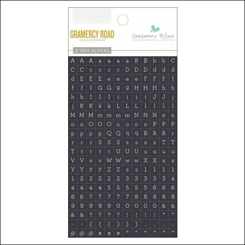 Gossamer Blue Cardstock Tiny Alphabet Stickers Gramercy Road Collection by One Little Bird
