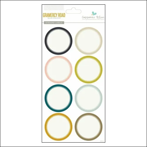 Gossamer Blue Round Label Stickers Gramercy Road Collection by One Little Bird