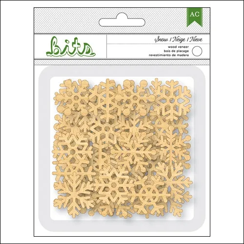 American Crafts Bits Wood Veneer Snowflakes Be Merry Collection
