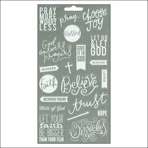 Me and My Big Ideas Sticks Clear Stickers White Faith