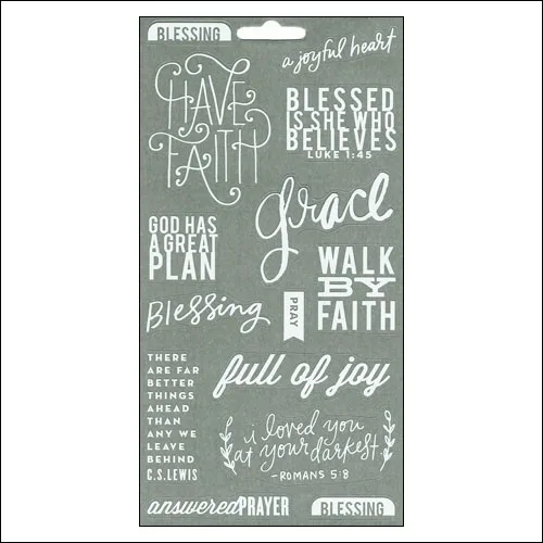 Me and My Big Ideas Sticks Clear Stickers White Faith