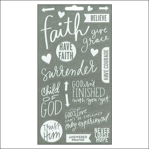 Me and My Big Ideas Sticks Clear Stickers White Faith