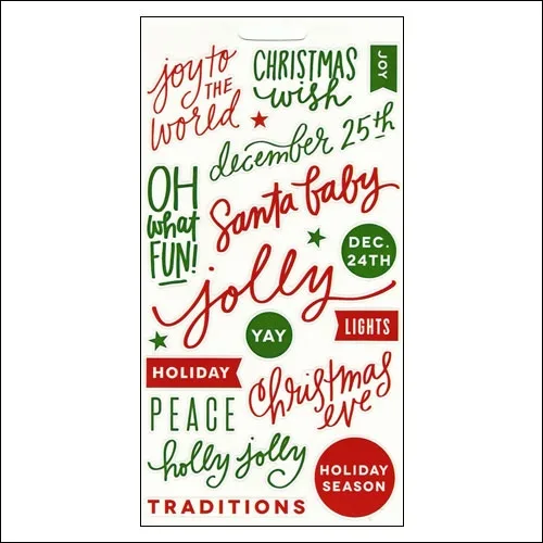 Me and My Big Ideas Sticks Clear Stickers Red and Green Holly Jolly Christmas