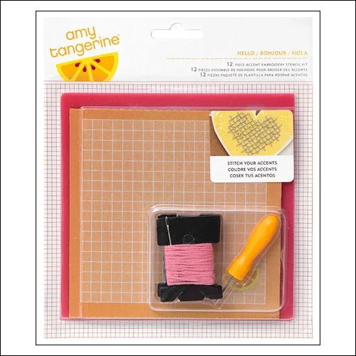 American Crafts Embroidery Stencil Kit Hello Stitched Collection by Amy Tangerine