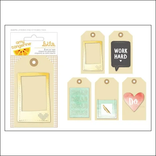 American Crafts Bits Die Cut Tags Stitched and Layered Stitched Collection by Amy Tangerine