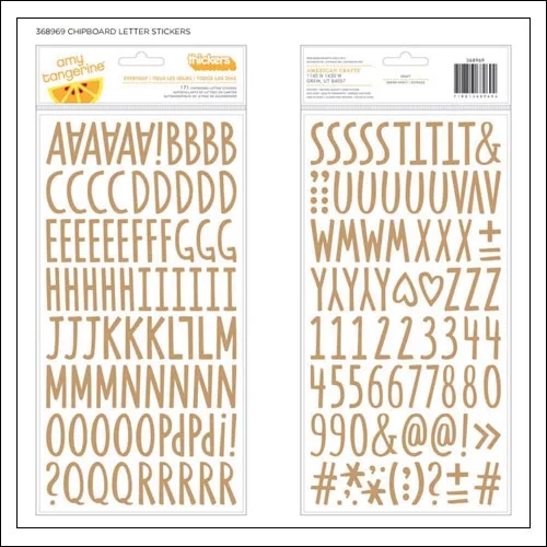American Crafts Thicker Stickers Kraft Chipboard Everyday Stitched Collection by Amy Tangerine
