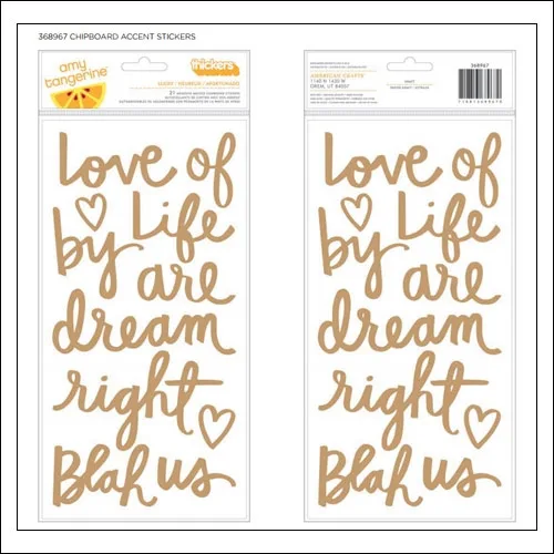 American Crafts Thicker Stickers Kraft Chipboard Accents Lucky Stitched Collection by Amy Tangerine