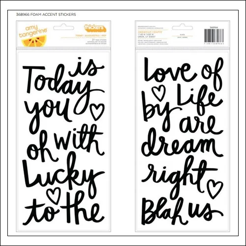 American Crafts Thicker Stickers Foam Accents Black Today Stitched Collection by Amy Tangerine