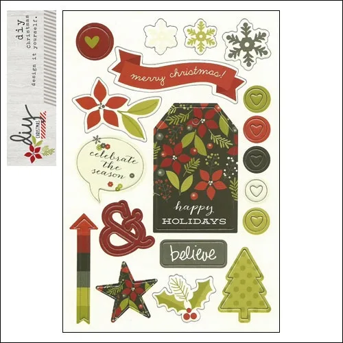 Simple Stories Chipboard Sticker Sheet DIY Christmas Collection