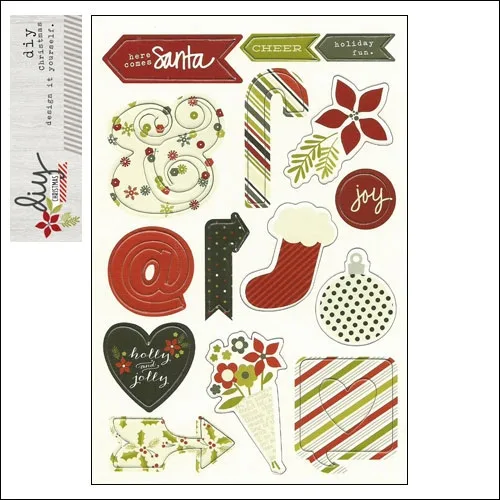 Simple Stories Chipboard Sticker Sheet DIY Christmas Collection