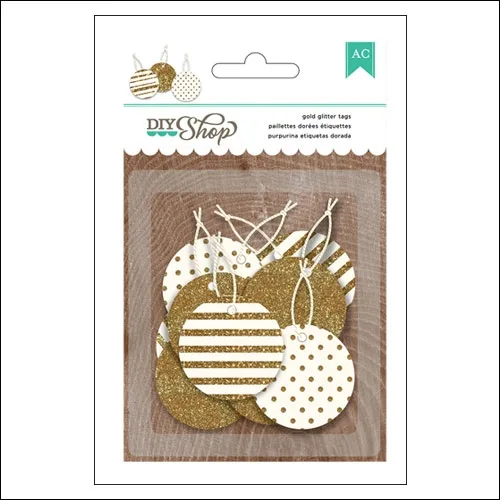 American Crafts Round Gold Glitter Tags DIY Shop 2 Collection
