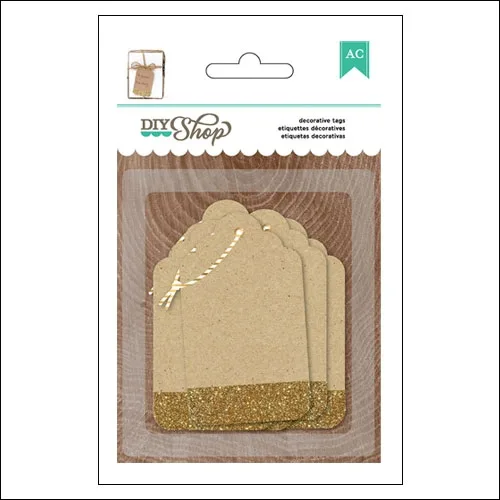 American Crafts Kraft Decorative Tags Gold Glitter DIY Shop 2 Collection