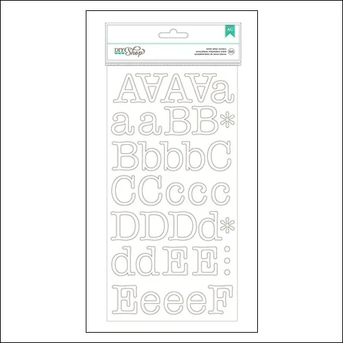 American Crafts Large Alphabet Stickers White Typewriter DIY Shop 2 Collection