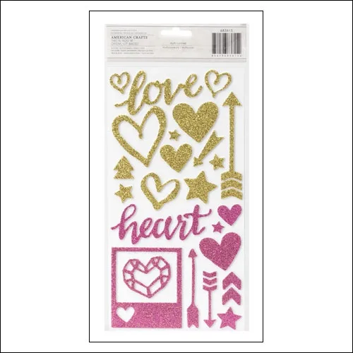 Crate Paper Thicker Stickers Glitter Foam Valentine Accents Kiss Kiss Collection