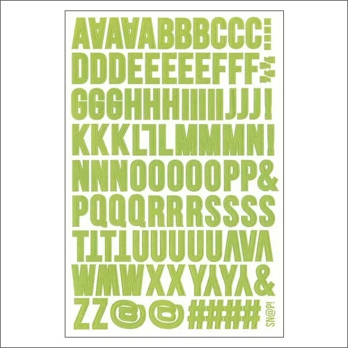 Simple Stories Alphabet Letter Sticker Sheet Light Green Snap Life Documented Collection