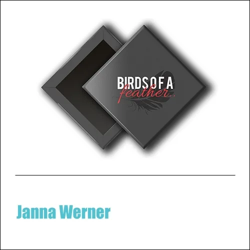 Scrapbook and More 1 inch Diamond Flair Badge Button Grey Birds Of A Feather by Janna Werner