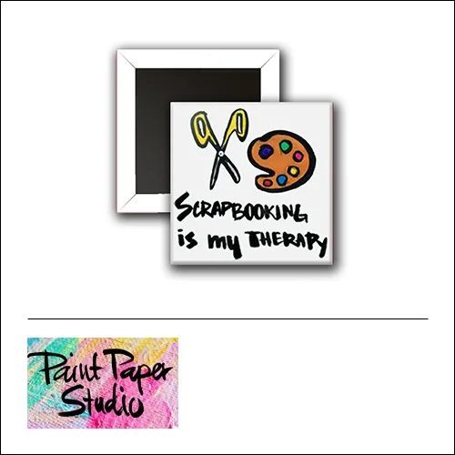 Scrapbook and More 1 inch Square Flair Badge Button Scrapbooking Is My Therapy by Olya Schmidt