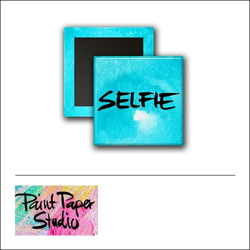Scrapbook and More 1 inch Square Flair Badge Button Watercolor Selfie by Olya Schmidt
