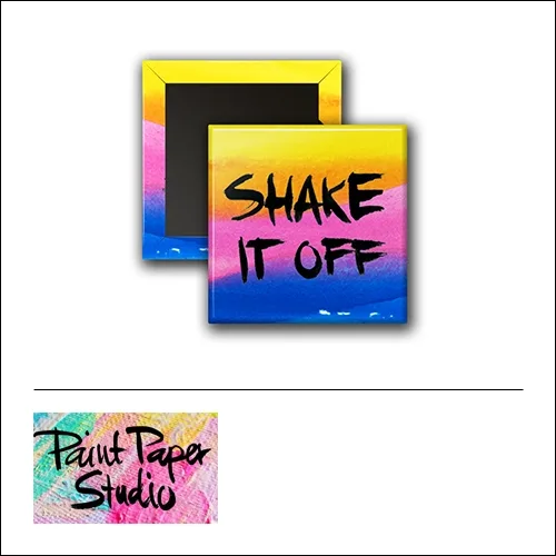 Scrapbook and More 1 inch Square Flair Badge Button Watercolor Shake It Off by Olya Schmidt