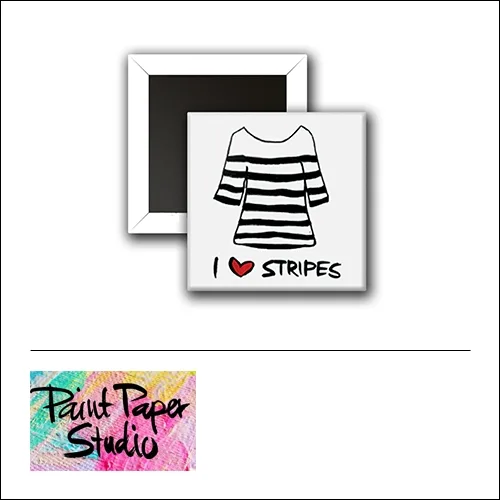 Scrapbook and More 1 inch Square Flair Badge Button I Love Stripes by Olya Schmidt