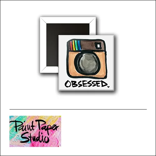 Scrapbook and More 1 inch Square Flair Badge Button Obsessed Instagram by Olya Schmidt