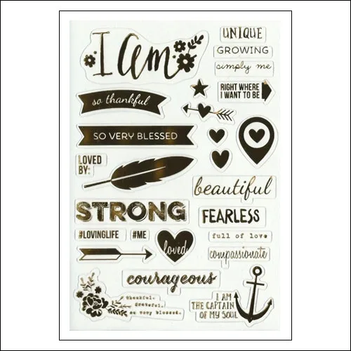 Simple Stories Clear Gold Foil Stickers I AM Collection