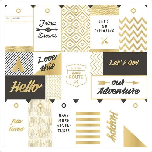 Crate Paper Specialty Paper Gold Foil Tags On Acetate Journey Collection