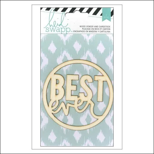 Heidi Swapp Wood Veneer Quote Best Ever and Cardstock Sheet Wanderlust Collection