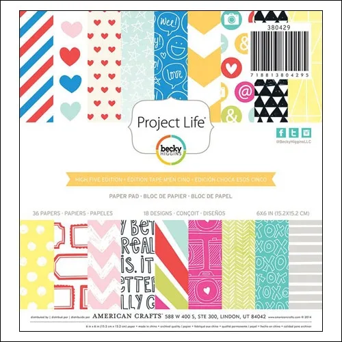 American Crafts Project Life Paper Pad 6x6 inches High Five Collection by Lili Niclass