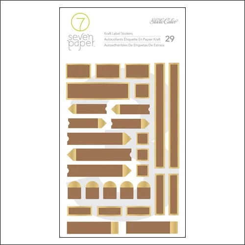 Studio Calico Gold Foil Kraft Label Stickers Seven Paper Amelia Collection
