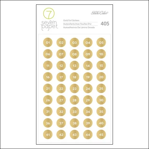 Studio Calico Gold Foil Round Number Stickers Seven Paper Amelia Collection