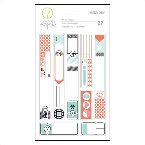 Studio Calico Washi Sticker Sheets Seven Paper Amelia Collection