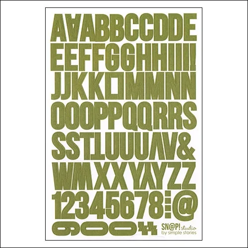 Simple Stories Snap Bolds Alphabet Letter Stickers Olive Snap Color Vibe Collection