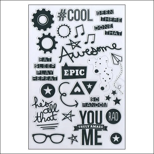 Simple Stories Clear Grey Stickers So Rad Collection