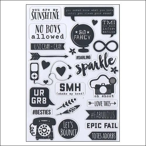 Simple Stories Clear Grey Stickers So Fancy Collection