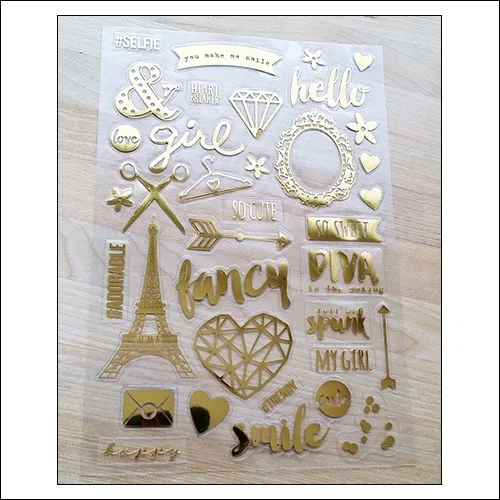 Simple Stories Clear Gold Foil Stickers So Fancy Collection