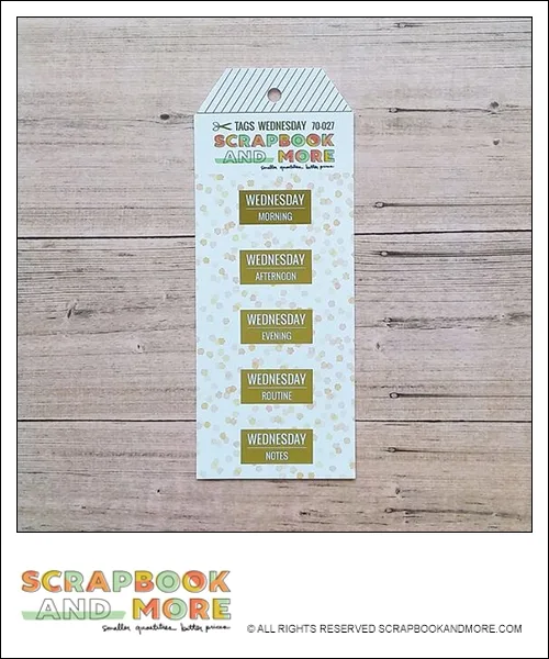 Scrapbook and More Exclusive Cardstock Cut Tags Wednesday Confetti Gold Foil