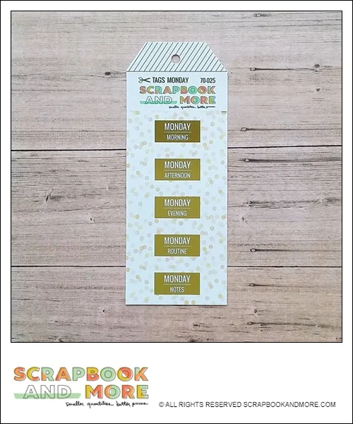 Scrapbook and More Exclusive Cardstock Cut Tags Monday Confetti Gold Foil