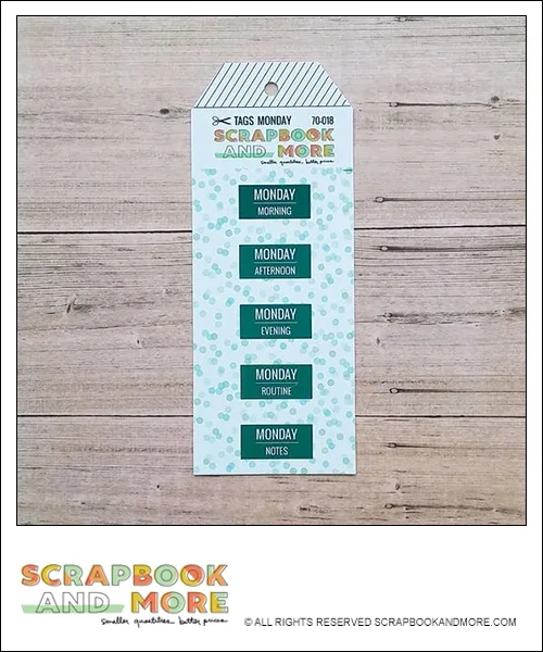 Scrapbook and More Exclusive Cardstock Cut Tags Monday Confetti Teal Foil