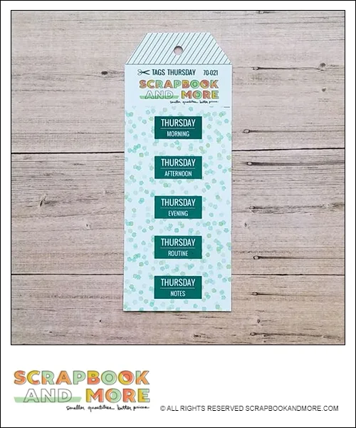 Scrapbook and More Exclusive Cardstock Cut Tags Thursday Confetti Teal Foil