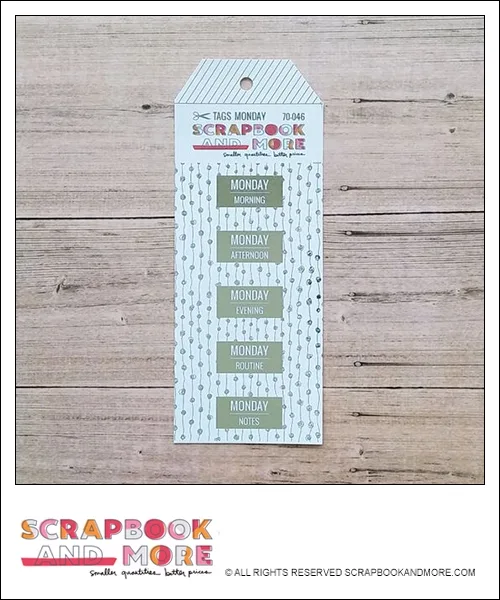 Scrapbook and More Exclusive Cardstock Cut Tags Monday Dotted Garland Silver Foil